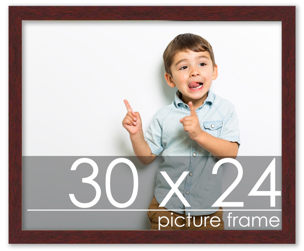30x24 Solid Wood Picture Frame with UV-Resistant Acrylic & Acid-Free Backing, Available in 6 Finishes: Matte Black, Matte White, Metallic Bronze, Silver, Natural Wood Grain & Mahogany